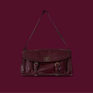 Burgundy Leather Shoulder Bag w/ Matching Wallet